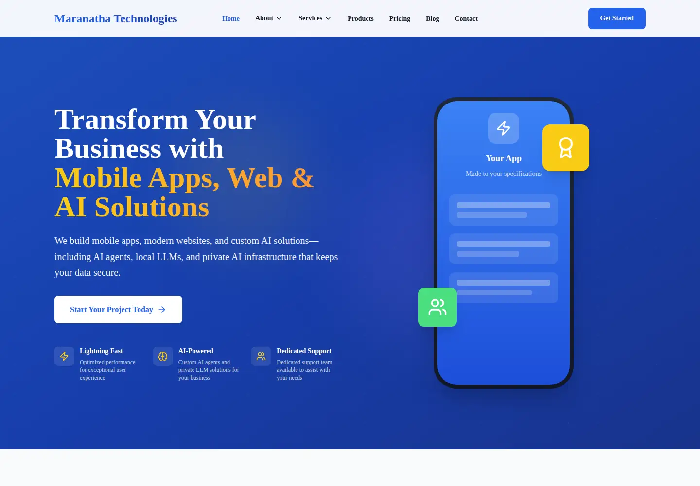 Screenshot of maranathatechnologies.com