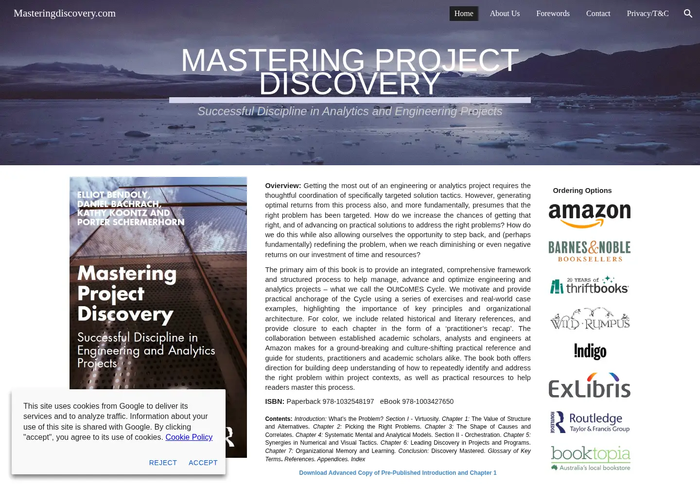 Captured homepage of masteringdiscovery.com in the current scan