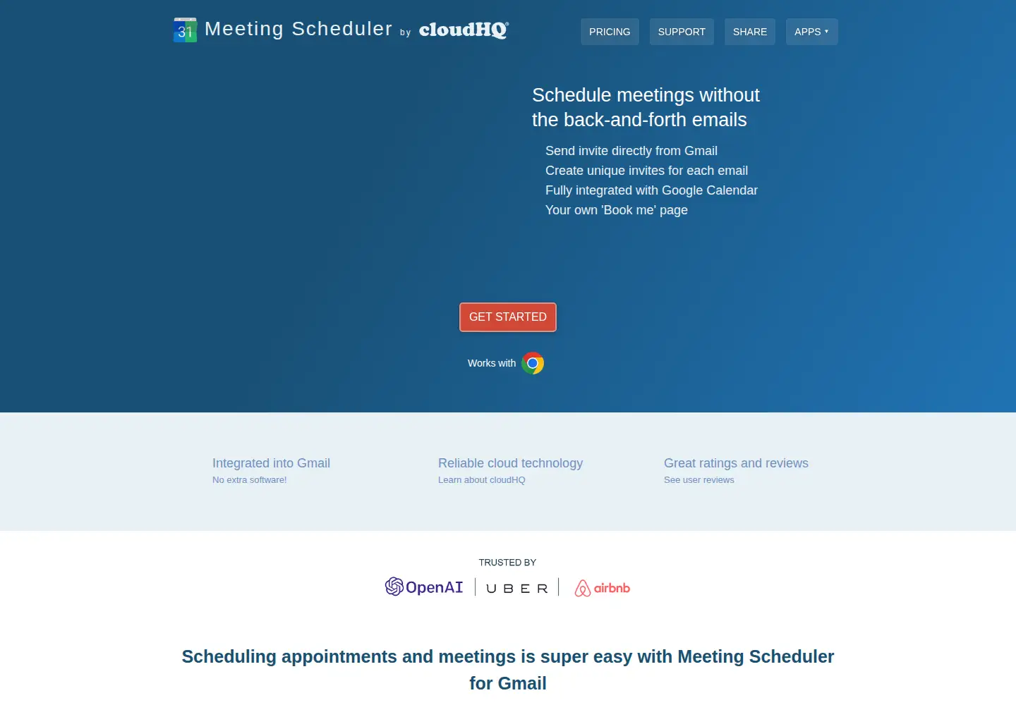 Captured homepage of meeting-scheduler-for-gmail.com in the current scan
