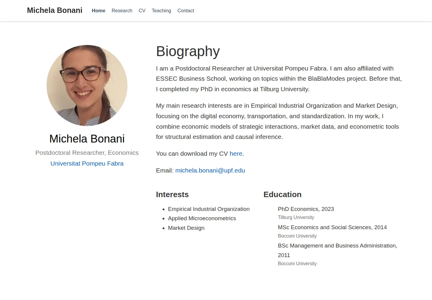 Captured homepage of michelabonani.com in the current scan