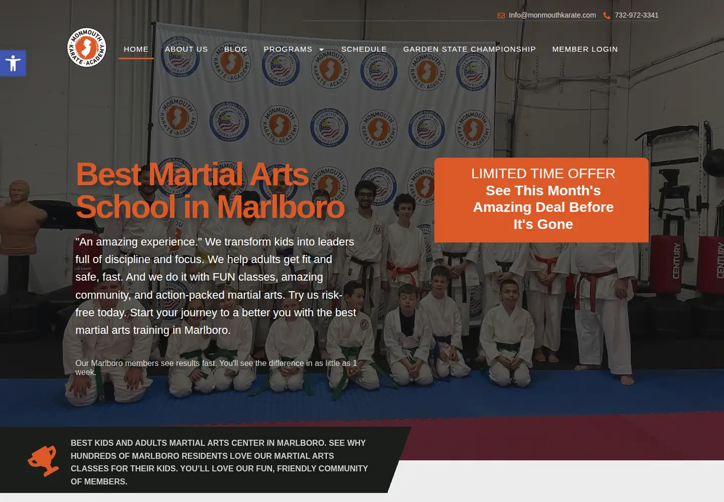 Screenshot of monmouthkarate.com