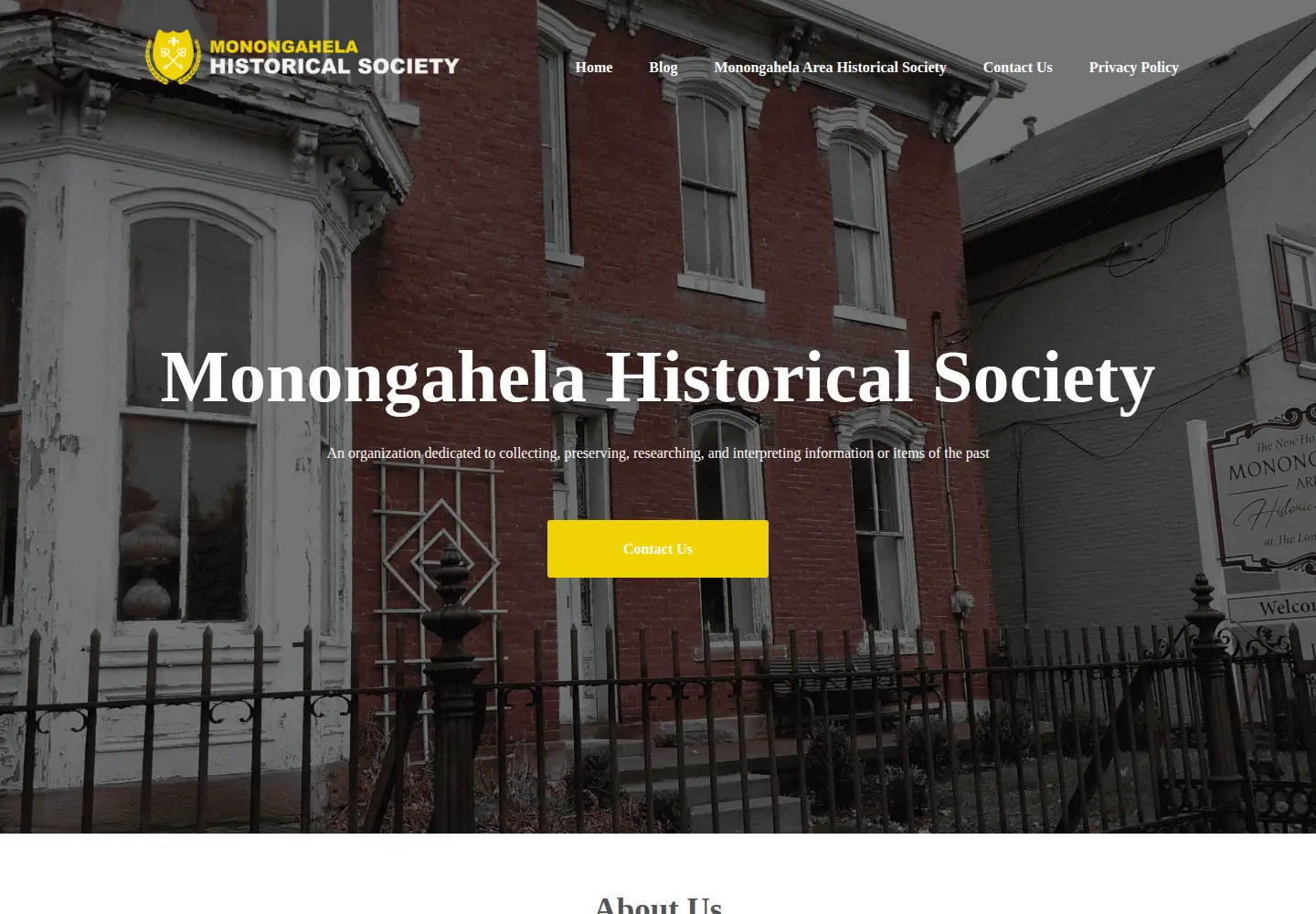 Captured homepage of monongahelahistoricalsociety.com in the current scan