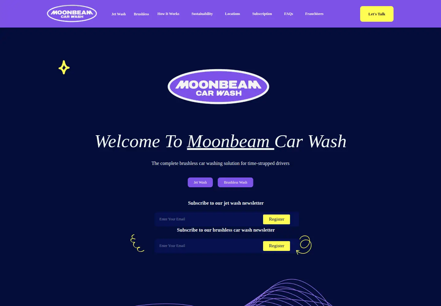Captured homepage of moonbeamcarwash.com in the current scan