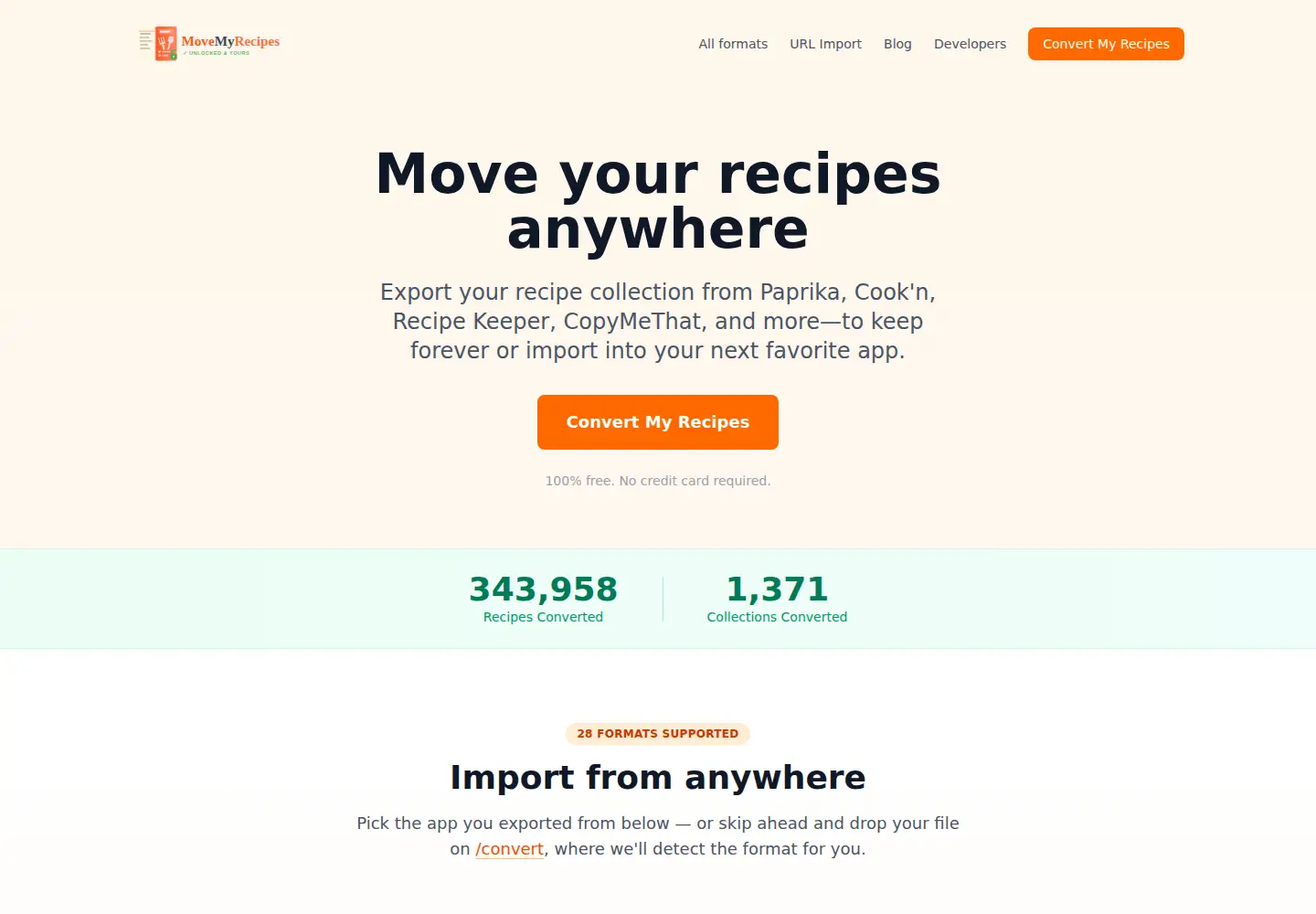 Screenshot of movemyrecipes.com