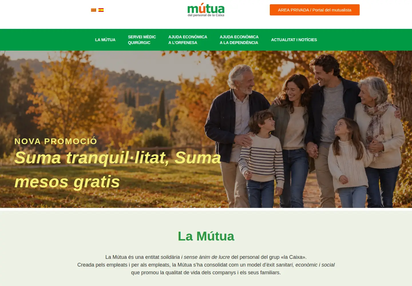 Captured homepage of mutuapersonalcaixa.com in the current scan
