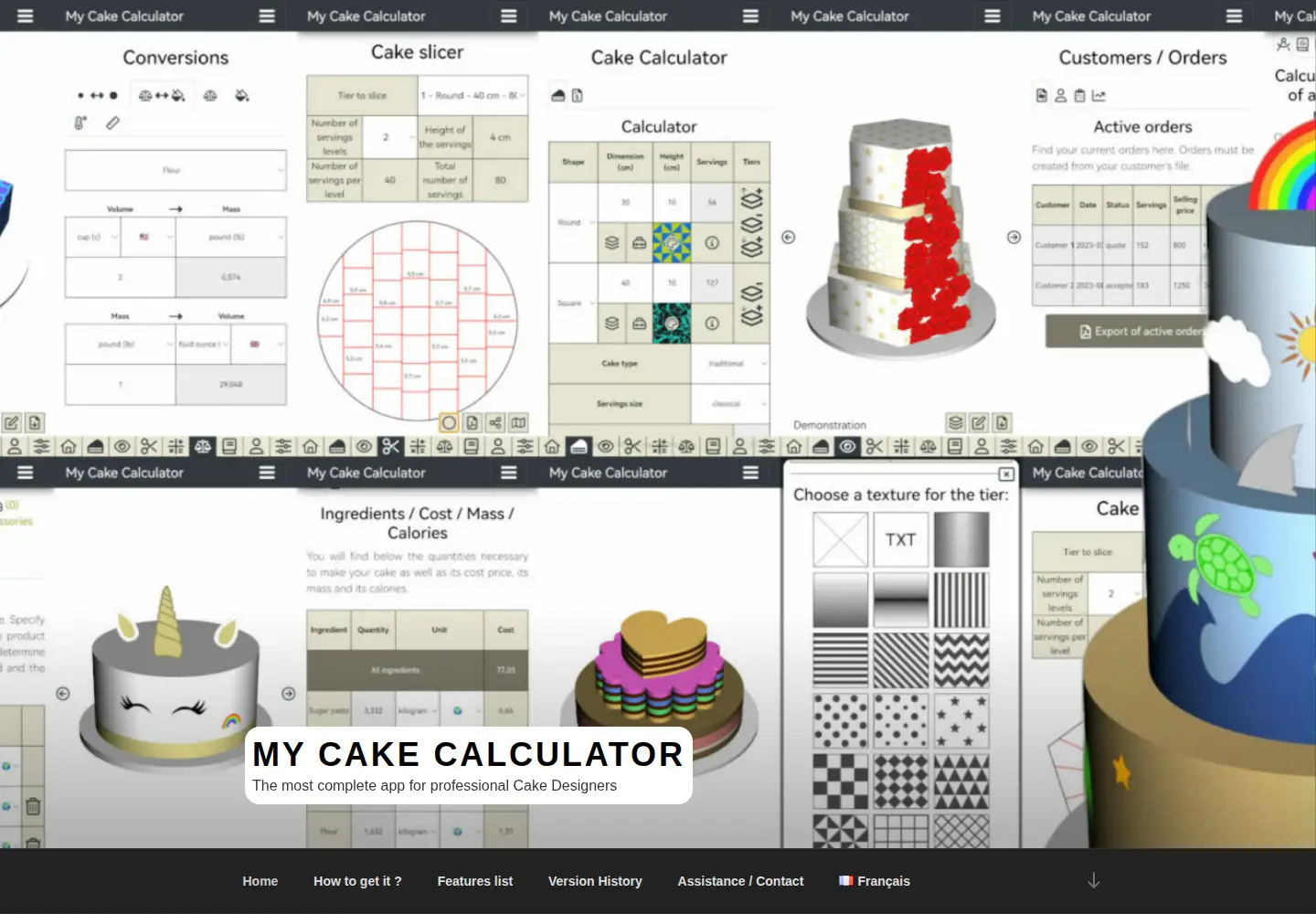 Screenshot of mycakecalculator.com