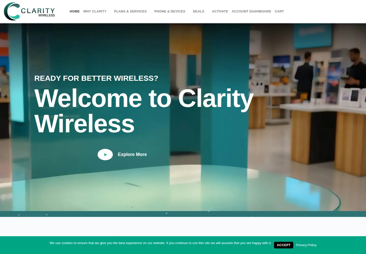 Captured homepage of myclaritywireless.com in the current scan