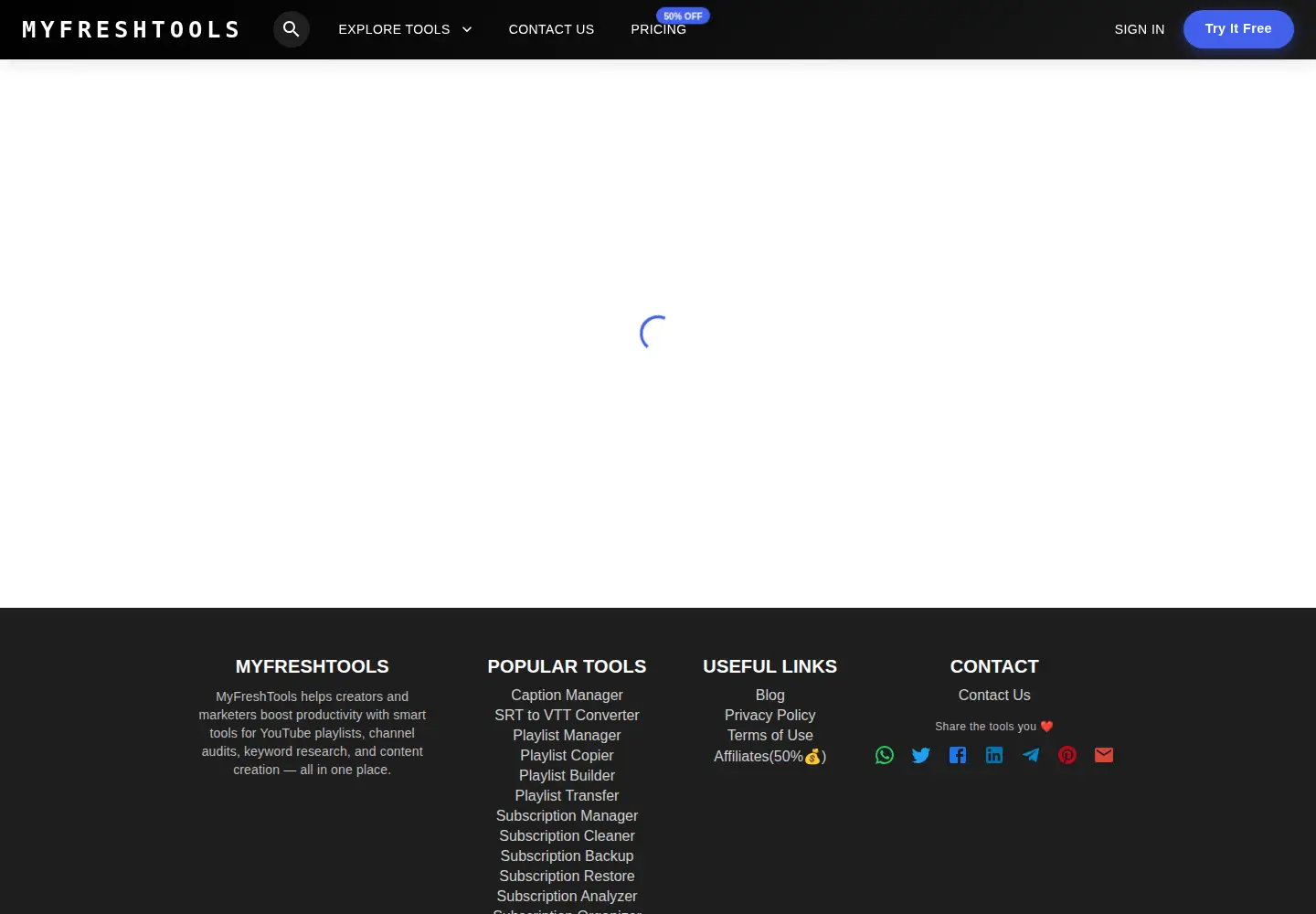 Captured homepage of myfreshtools.com in the current scan