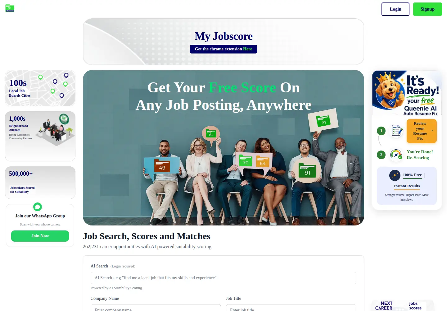 Captured homepage of myjobscore.com in the current scan