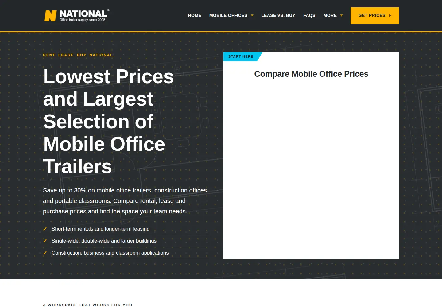 Captured homepage of nationalofficetrailer.com in the current scan