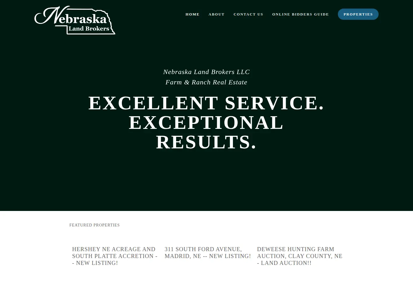 Captured homepage of nebraskalandbrokers.com in the current scan