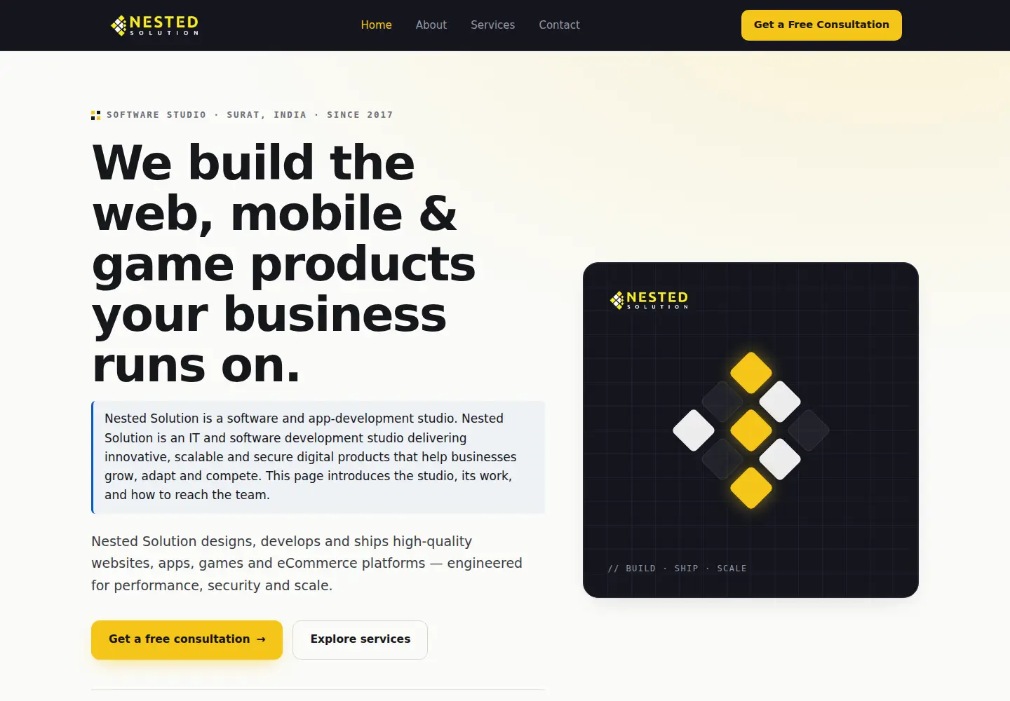 Captured homepage of nestedsolution.com in the current scan