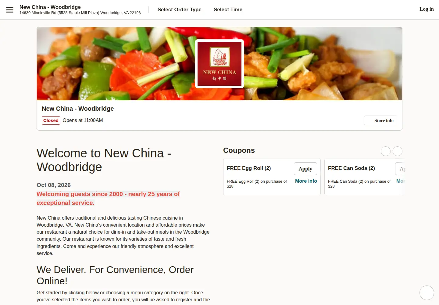 Screenshot of newchinawoodbridgeva.com