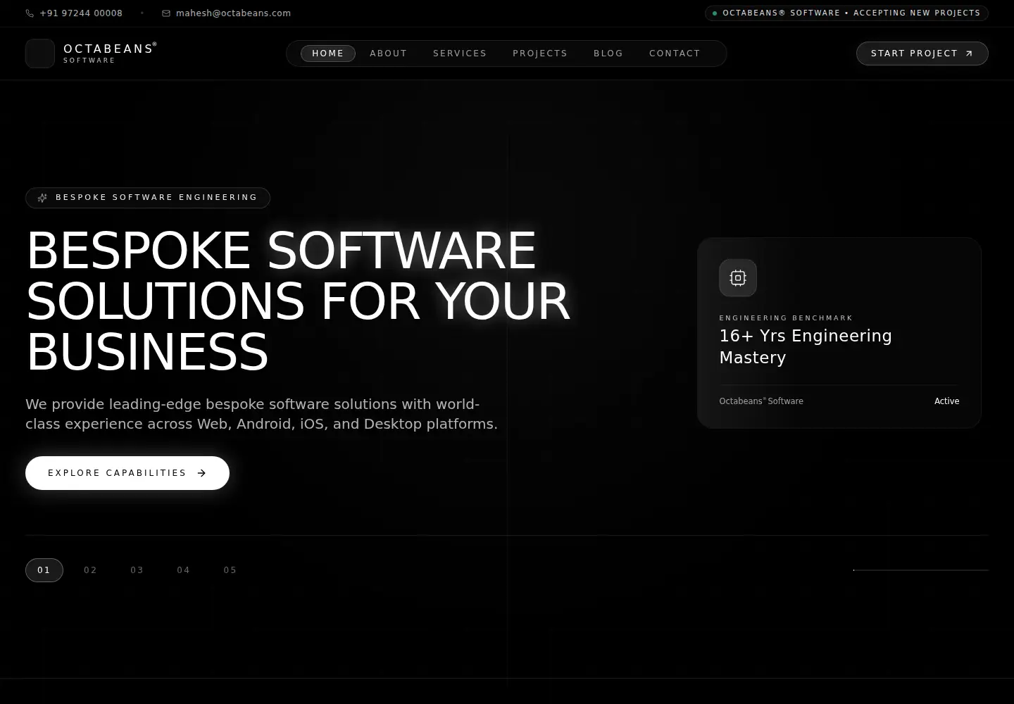 Captured homepage of octabeans.com in the current scan