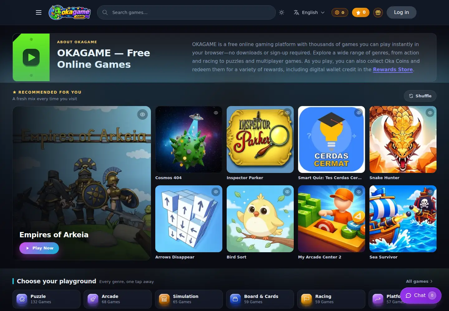 Screenshot of okagame.com