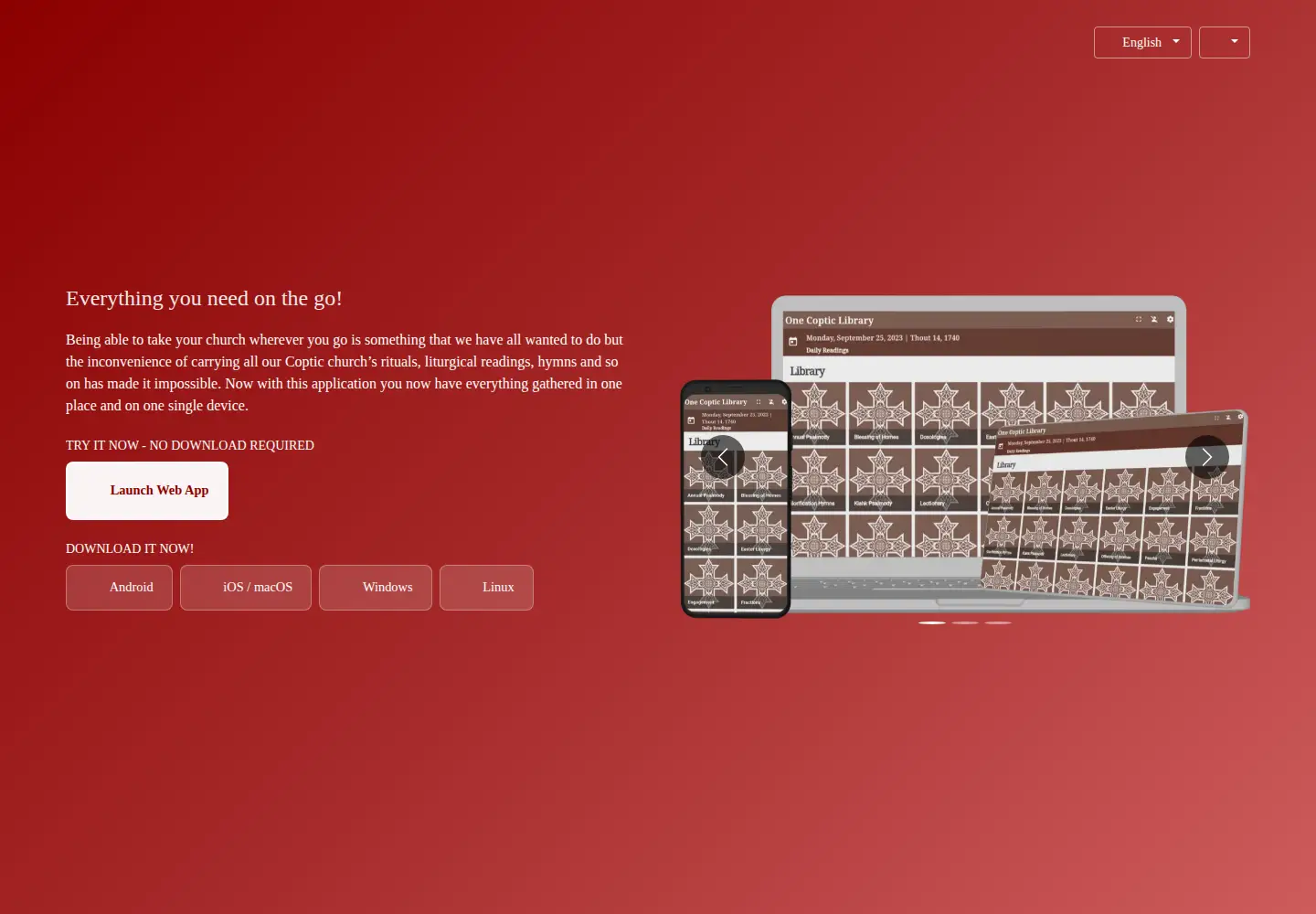 Screenshot of onecopticlibrary.com