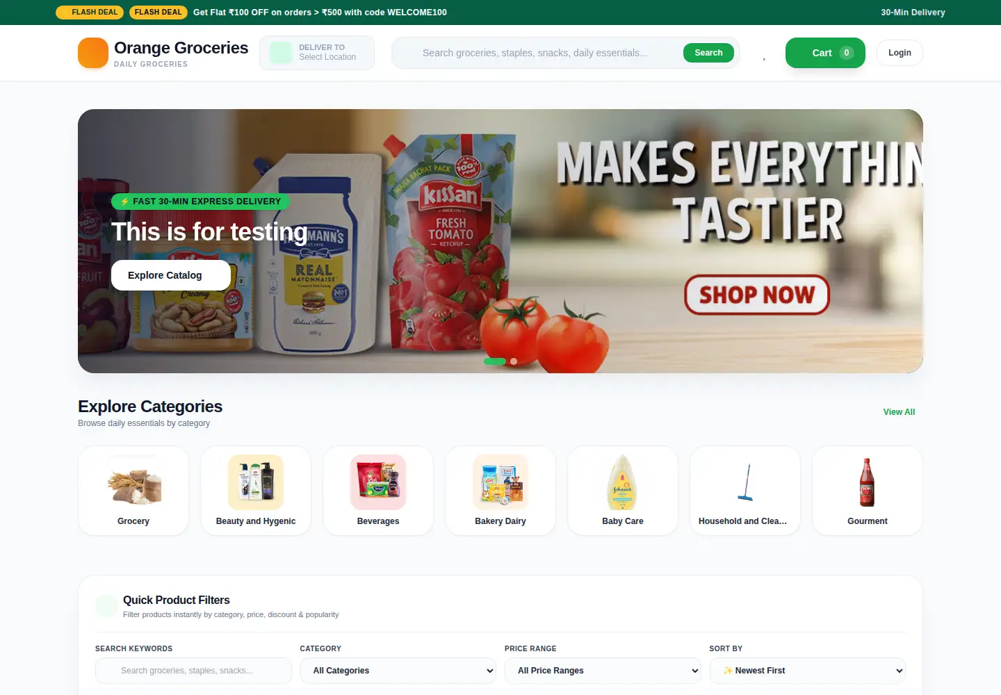 Screenshot of orangegroceries.com