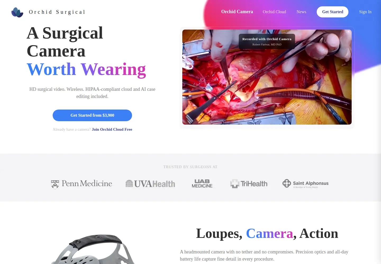 Captured homepage of orchidsurgical.com in the current scan