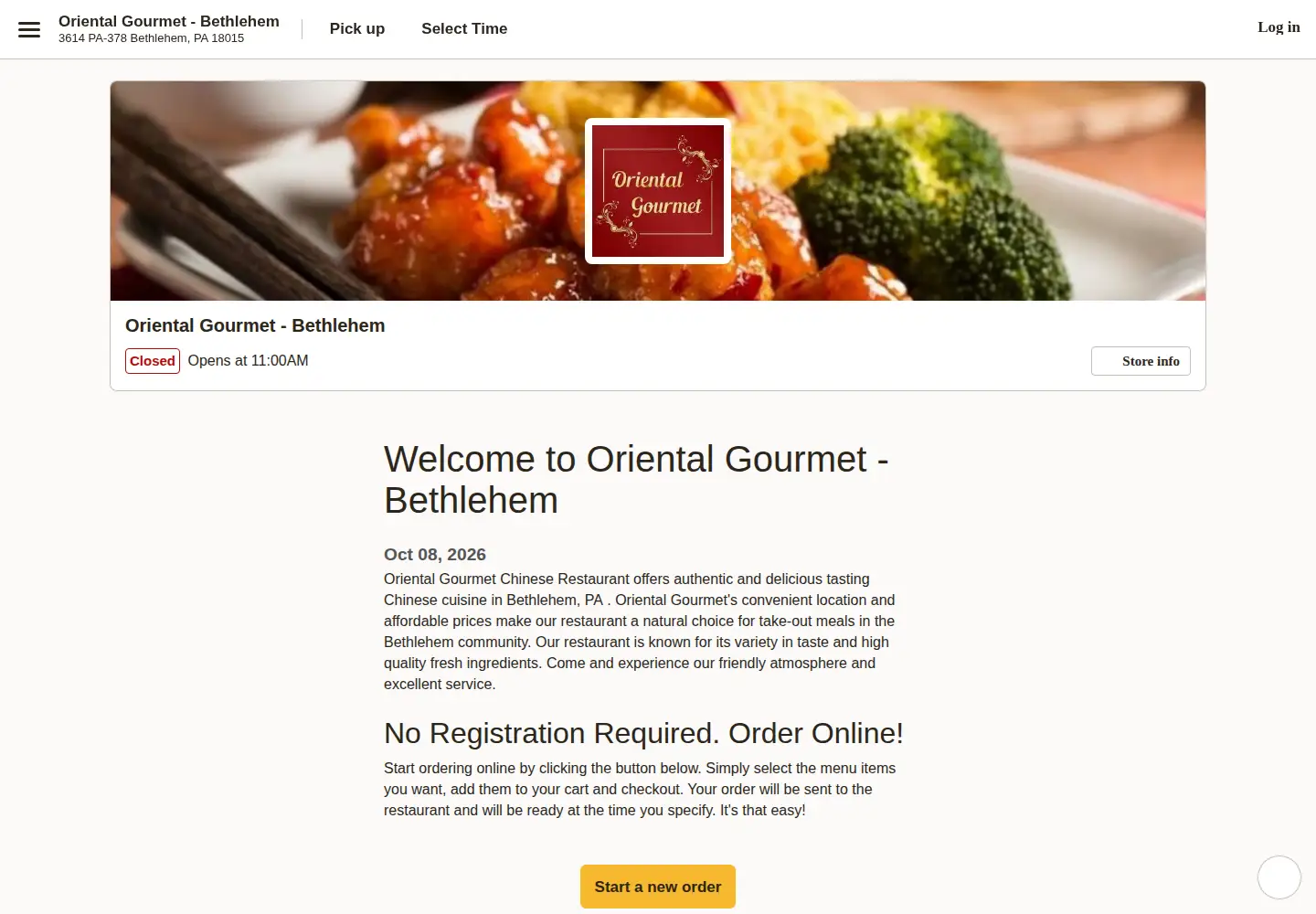 Screenshot of orientalgourmetpa.com
