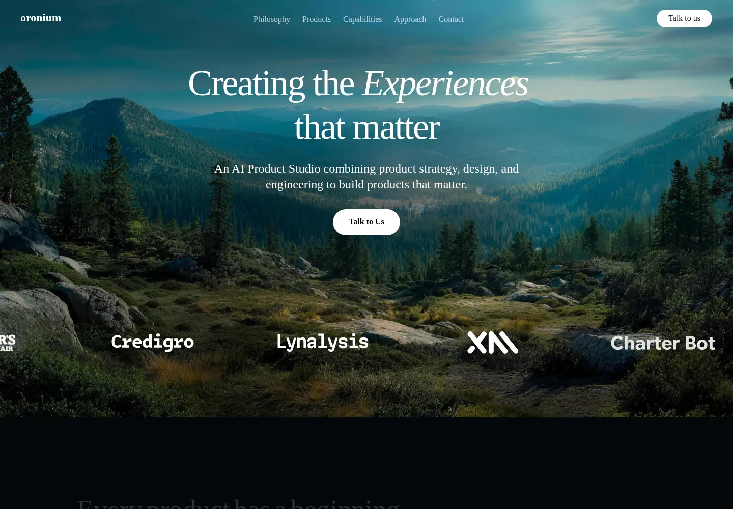 Captured homepage of oronium.com in the current scan
