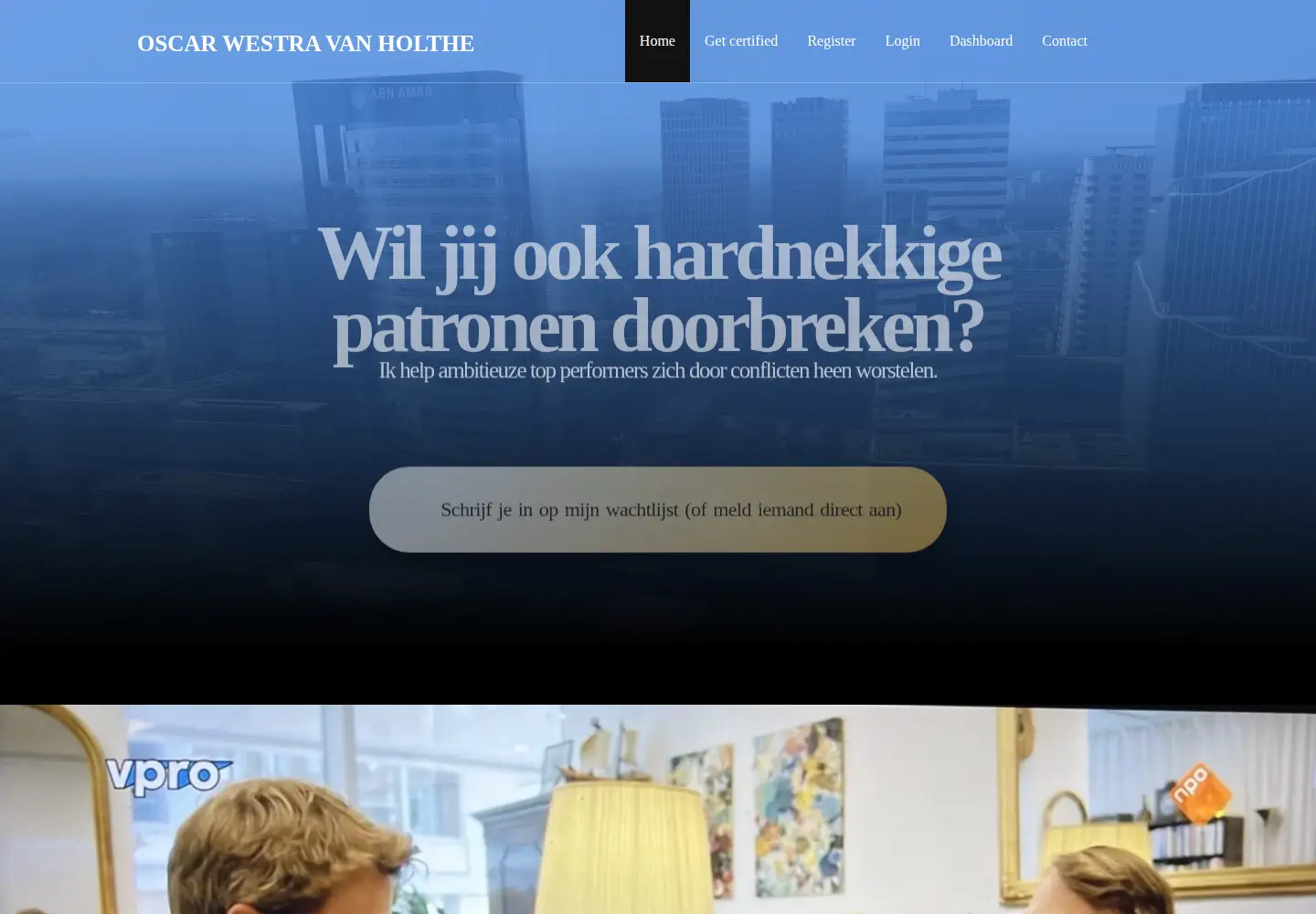 Captured homepage of oscarwestravanholthe.com in the current scan
