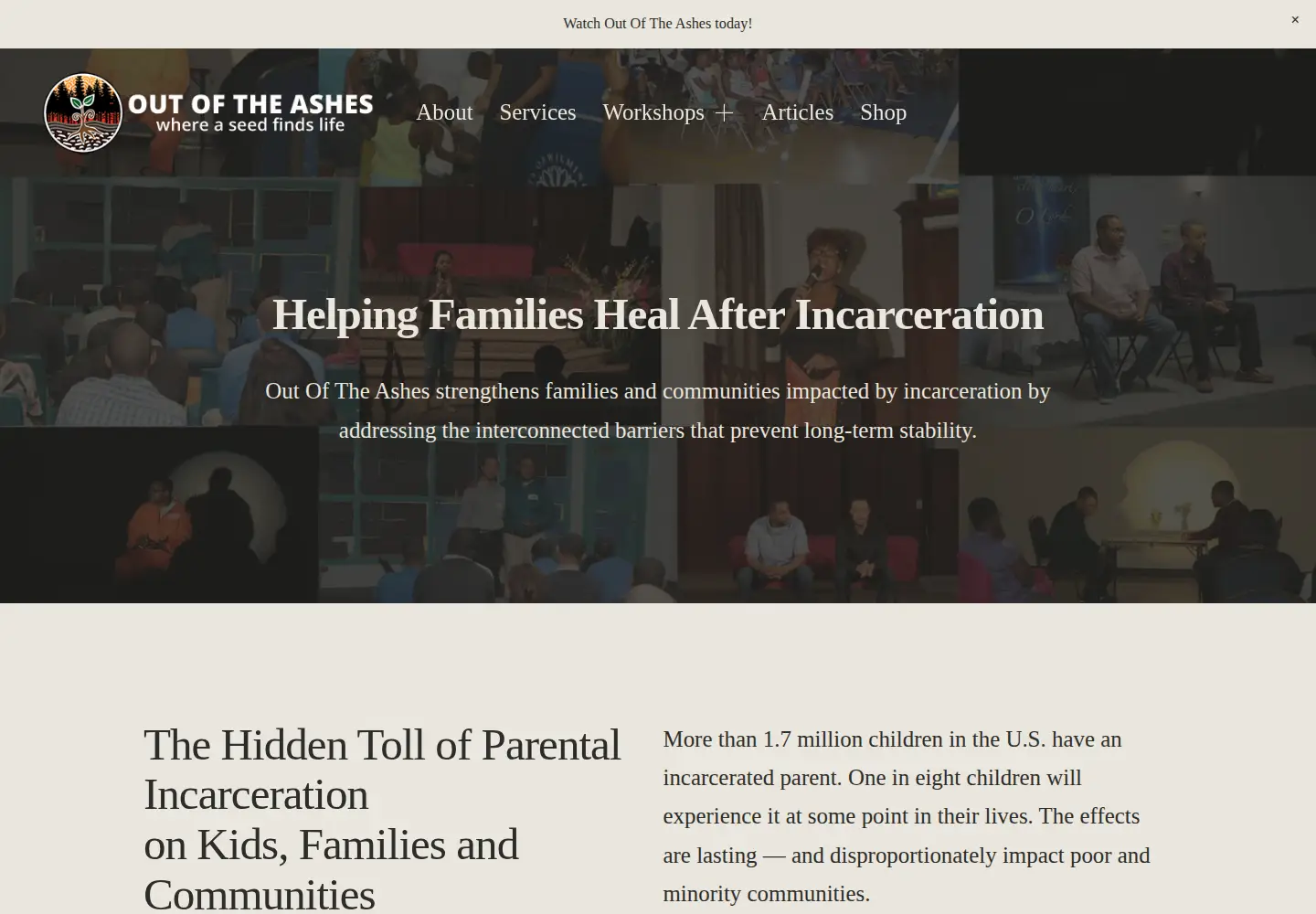 Captured homepage of outoftheashesllc.com in the current scan