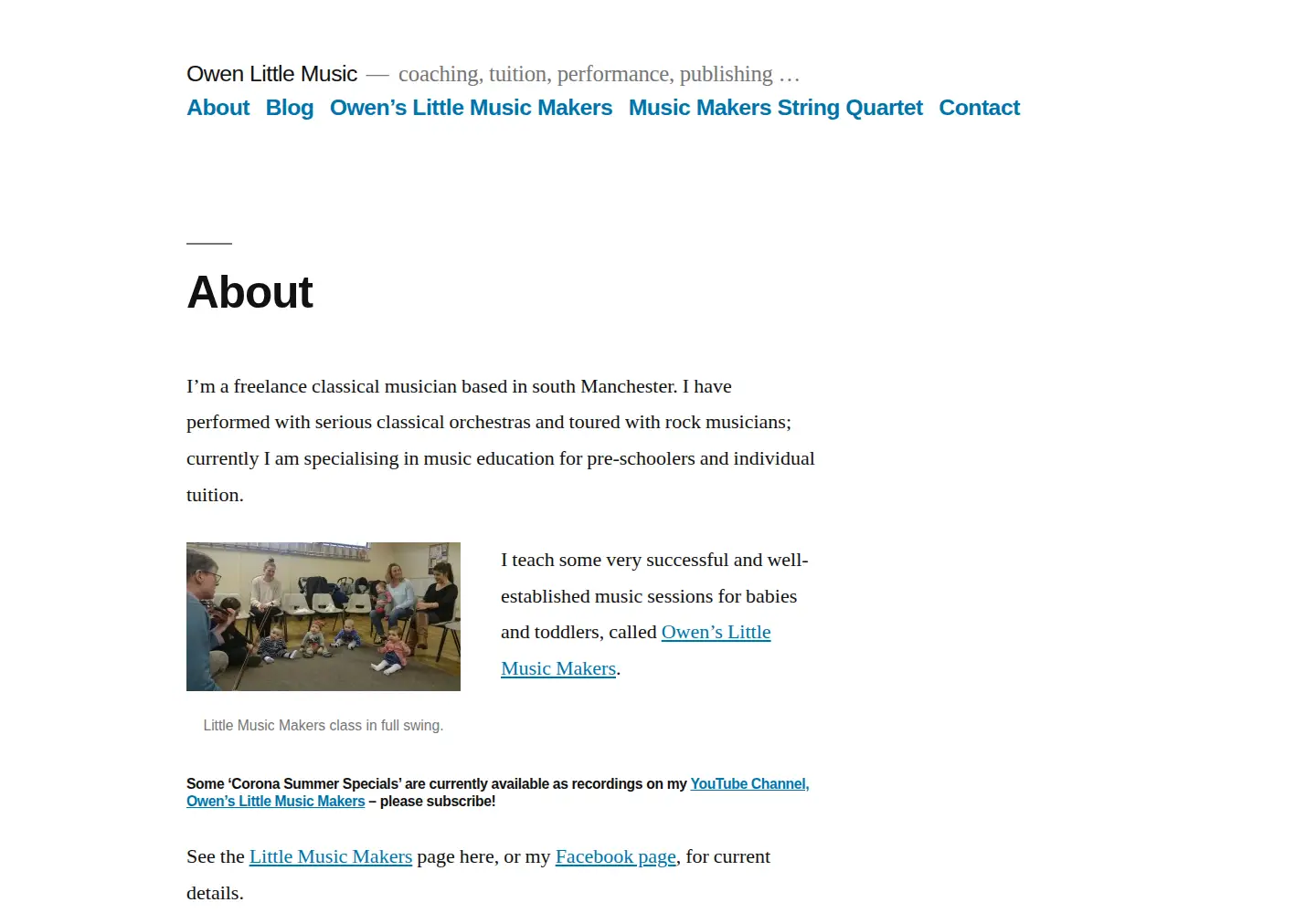 Captured homepage of owenlittlemusic.com in the current scan