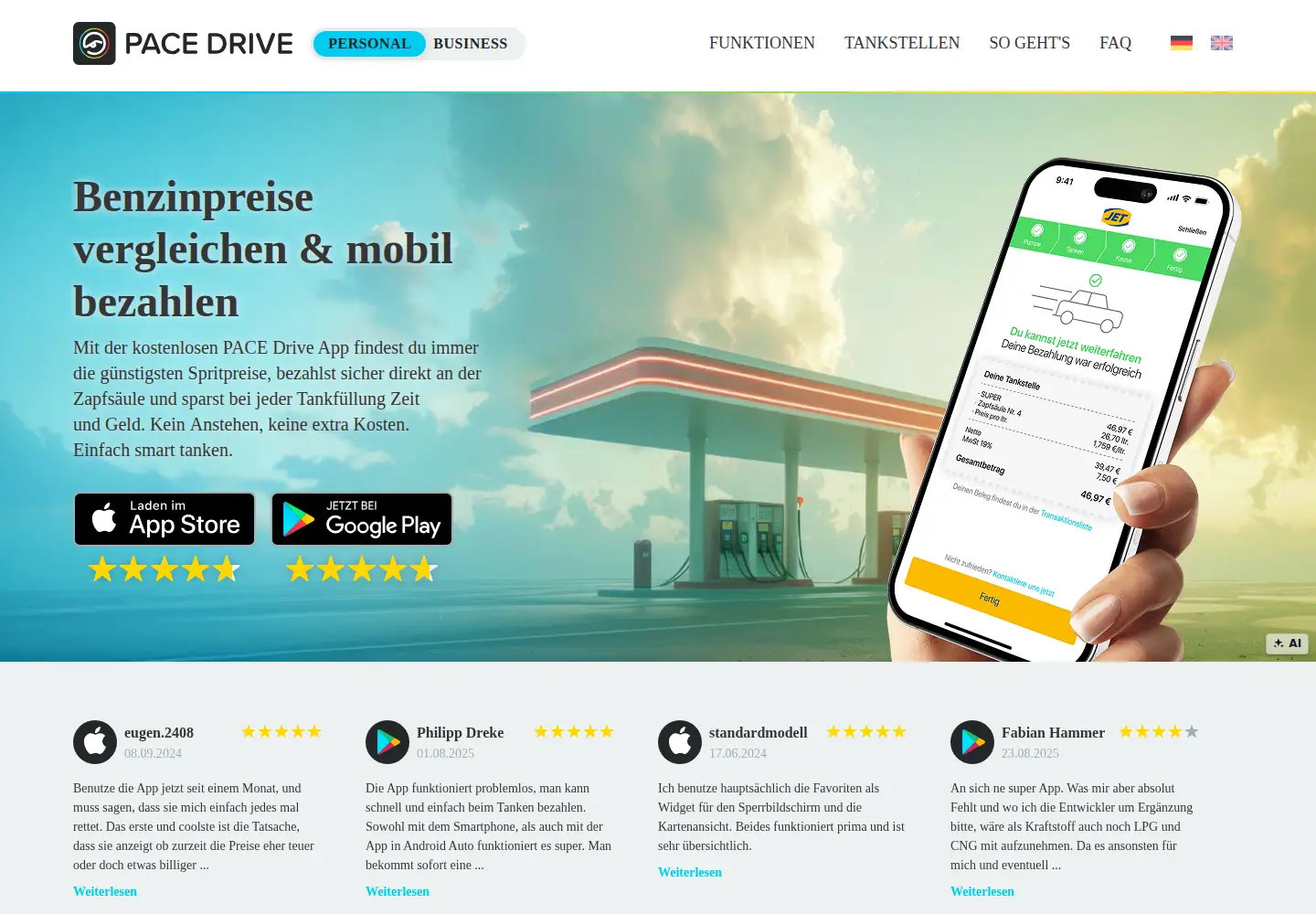 Screenshot of pacedrive.com