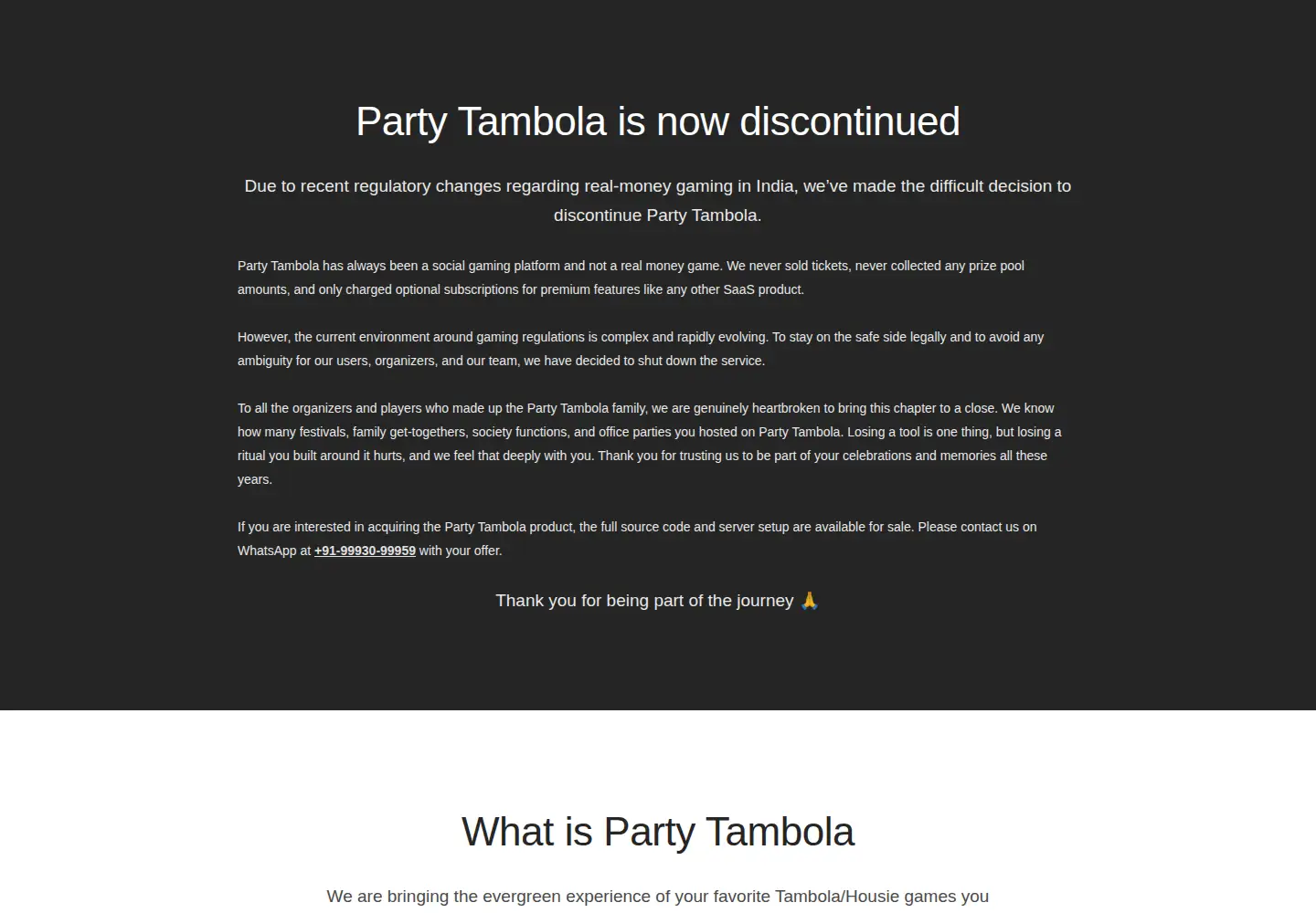 Screenshot of partytambola.com