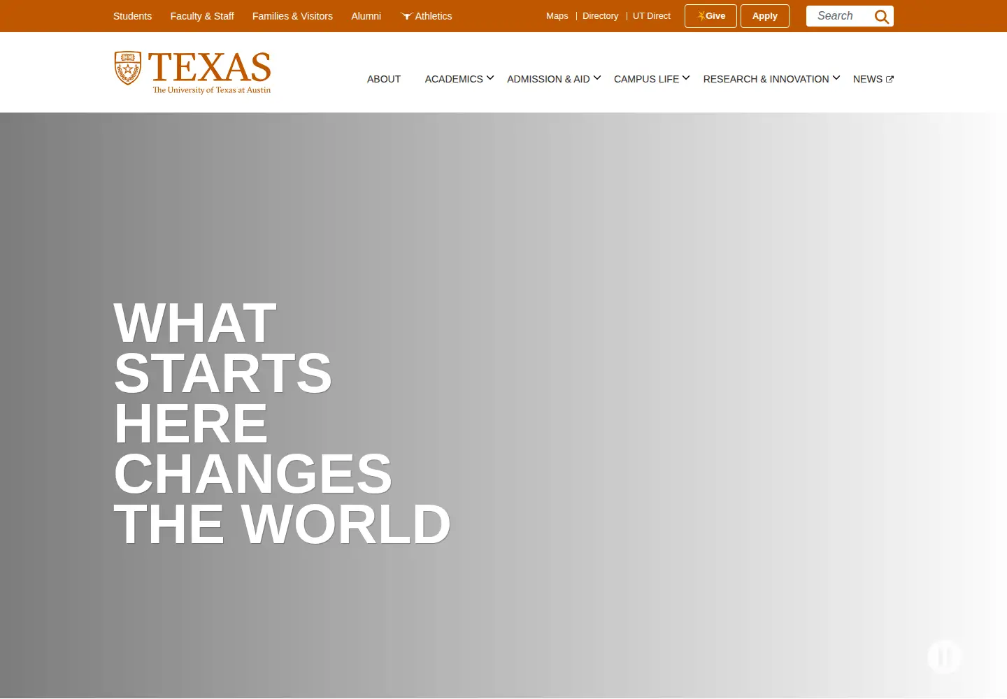 Screenshot of utexas.edu