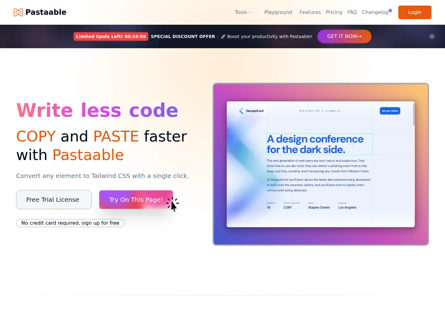 Screenshot of pastaable.com
