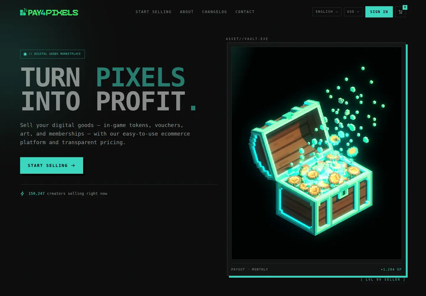 Captured homepage of pay4pixels.com in the current scan