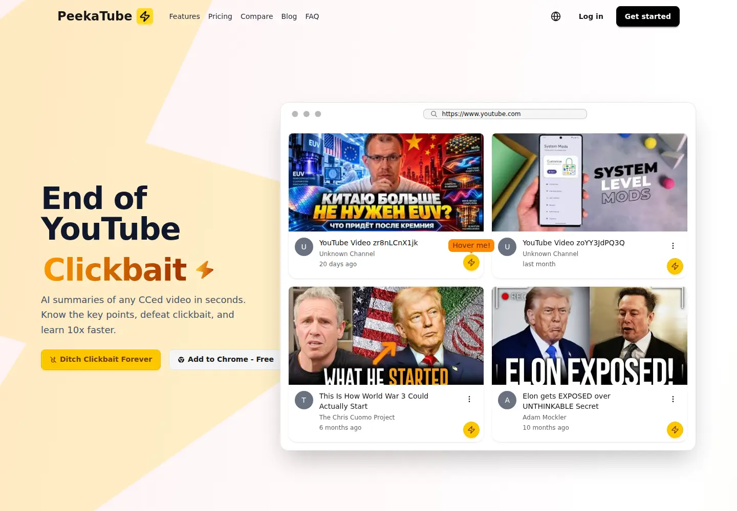 Captured homepage of peekatube.com in the current scan