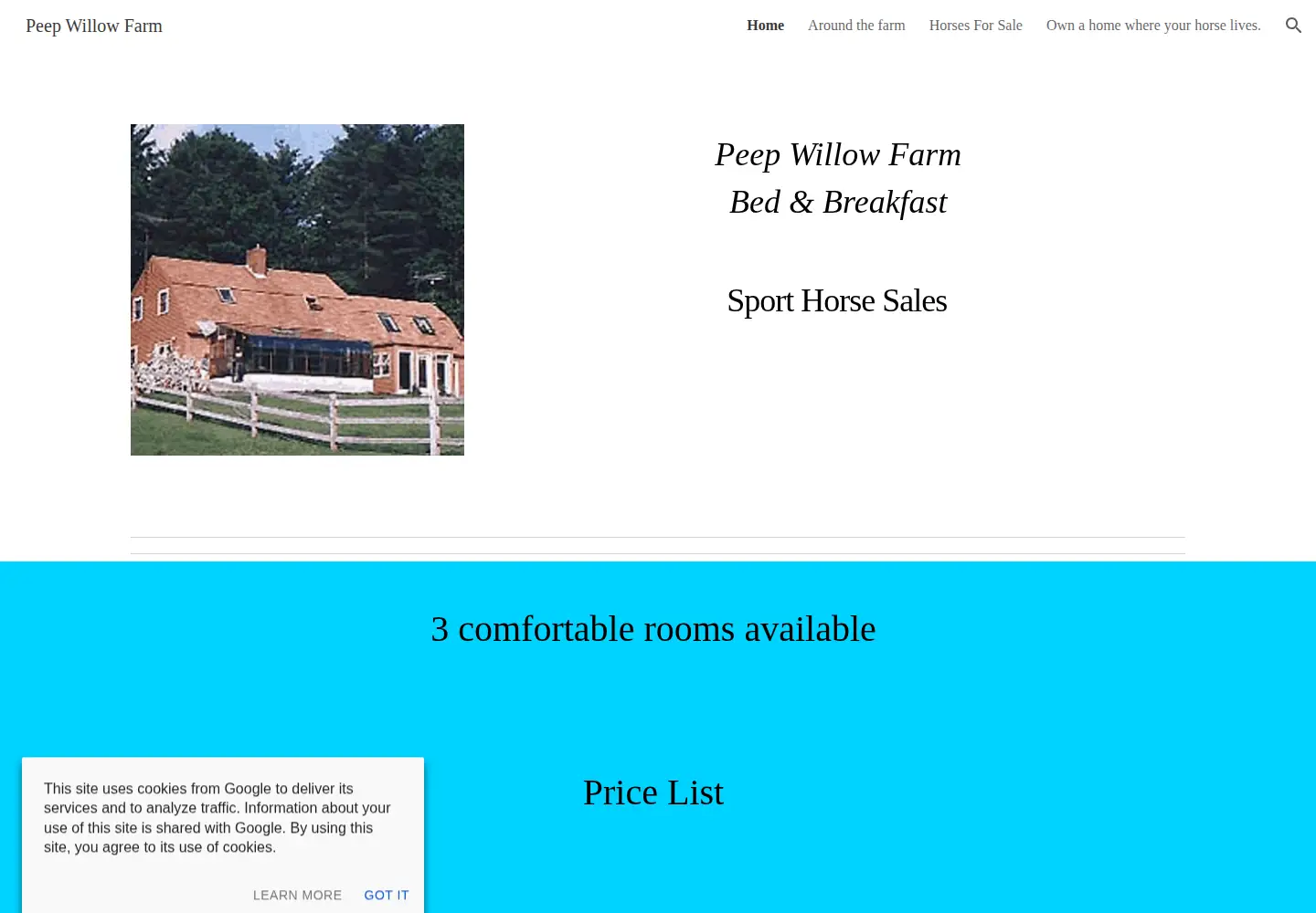 Screenshot of peepwillowfarm.com