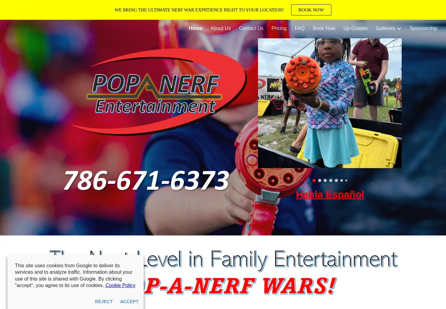 Captured homepage of popanerf.com in the current scan