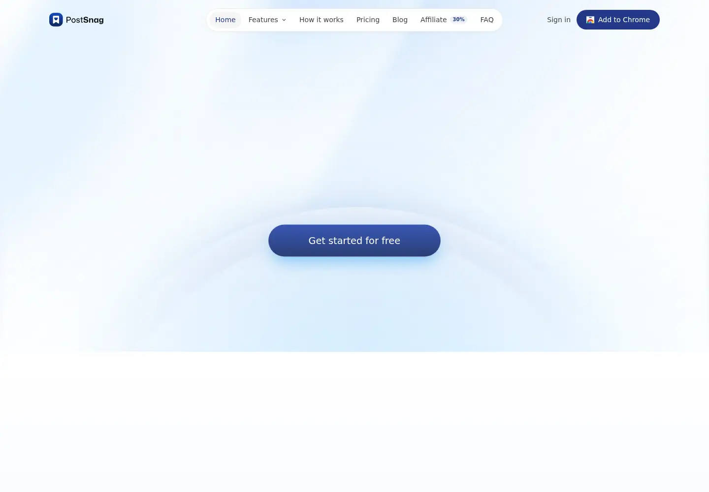 Captured homepage of postsnag.com in the current scan