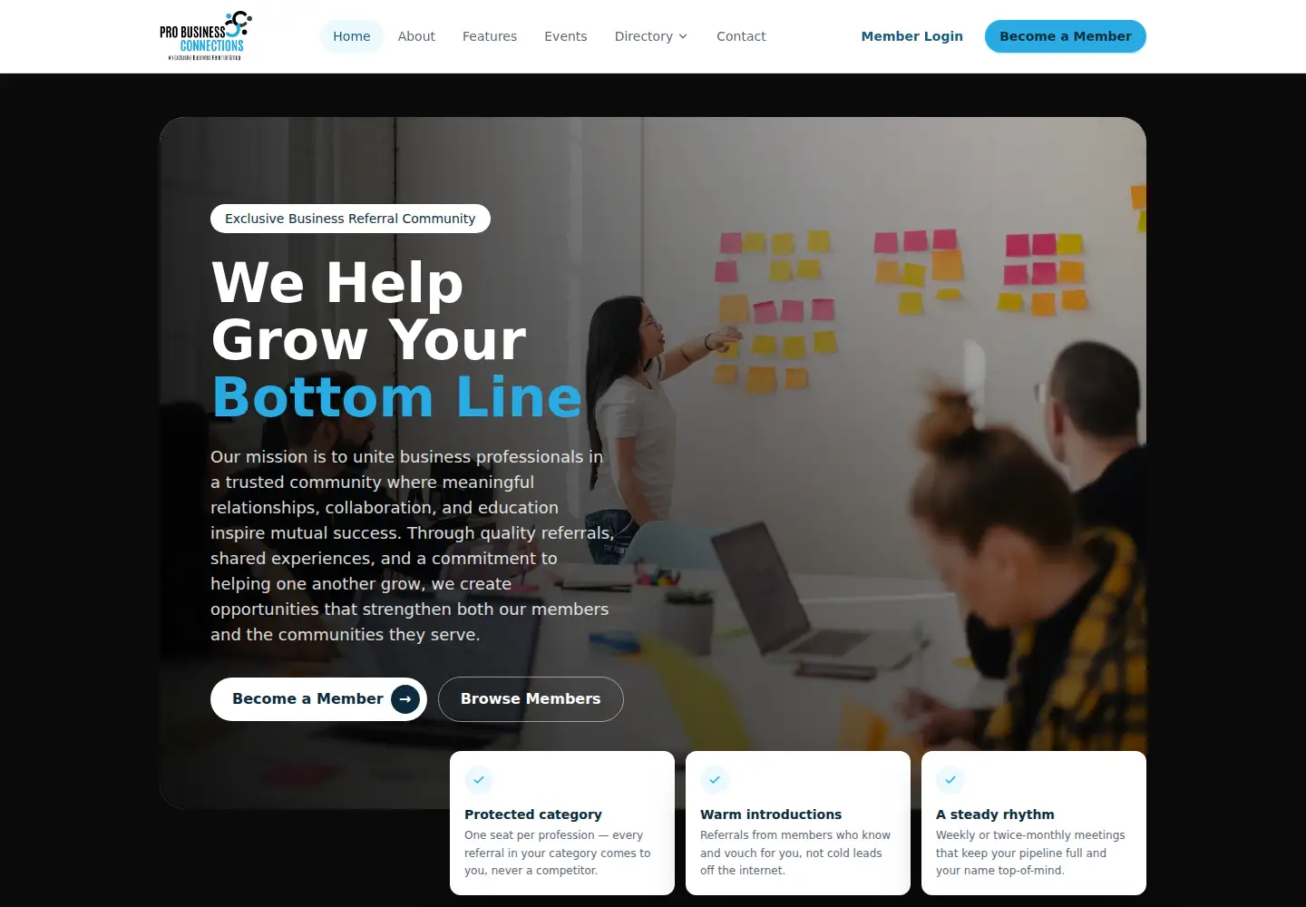Captured homepage of probusinessconnections.com in the current scan