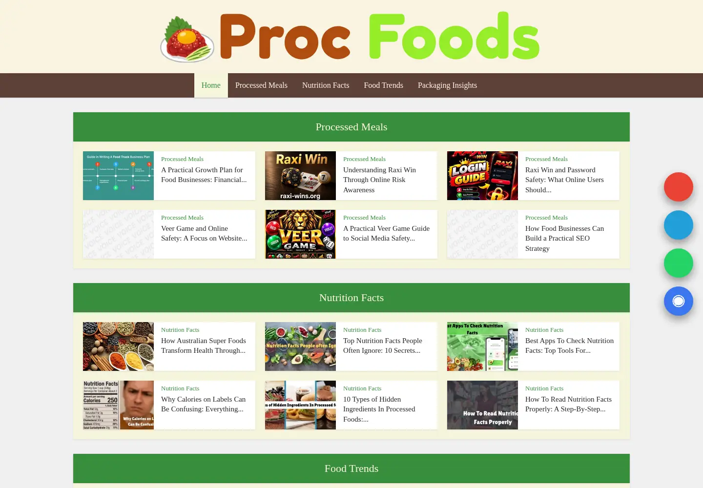 Screenshot of procfoods.com