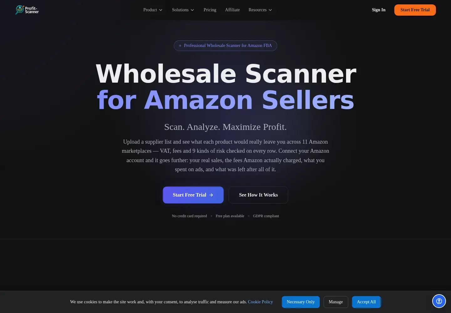 Captured homepage of profit-scanner.com in the current scan
