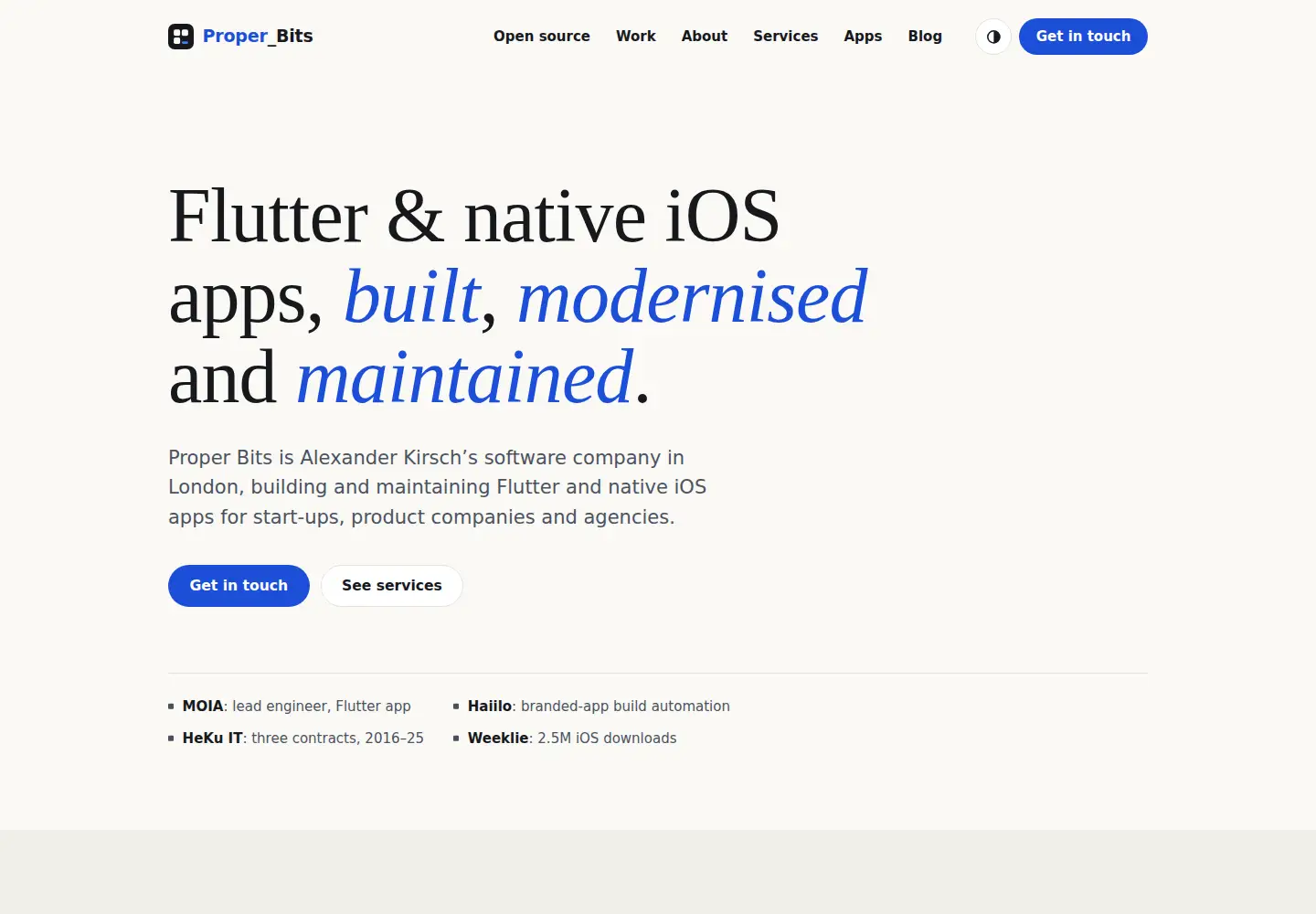 Captured homepage of properbits.com in the current scan