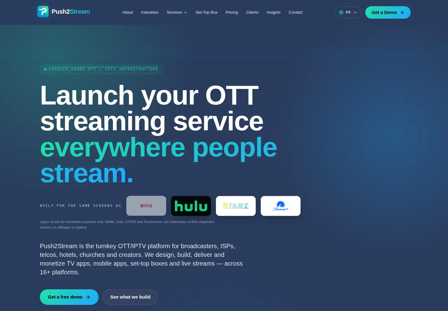 Captured homepage of push2stream.com in the current scan