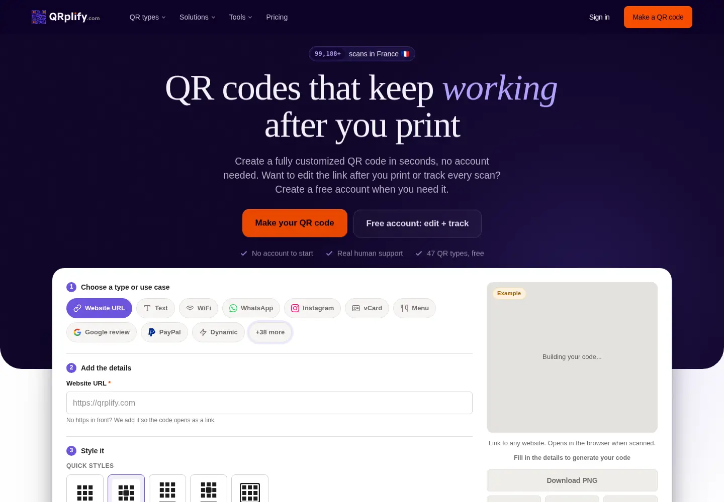 Screenshot of qrplify.com