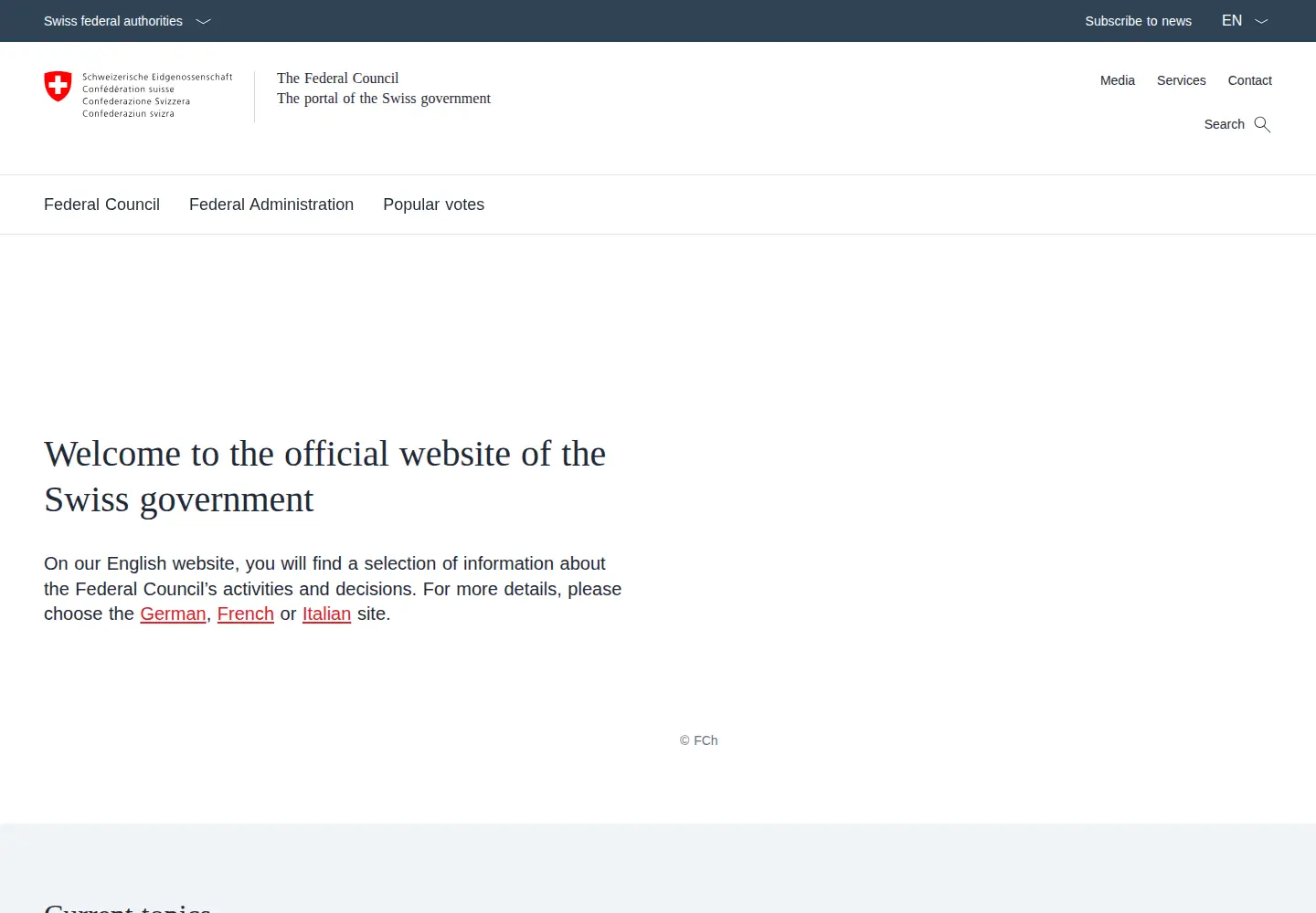 Screenshot of admin.ch