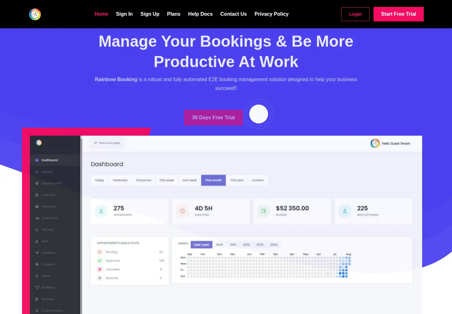 Screenshot of rainbowbooking.com