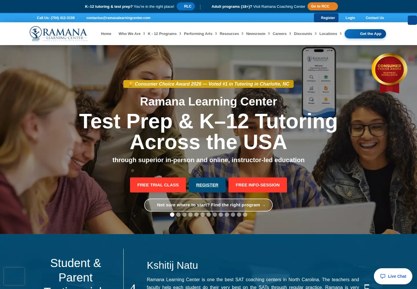 Screenshot of ramanalearningcenter.com
