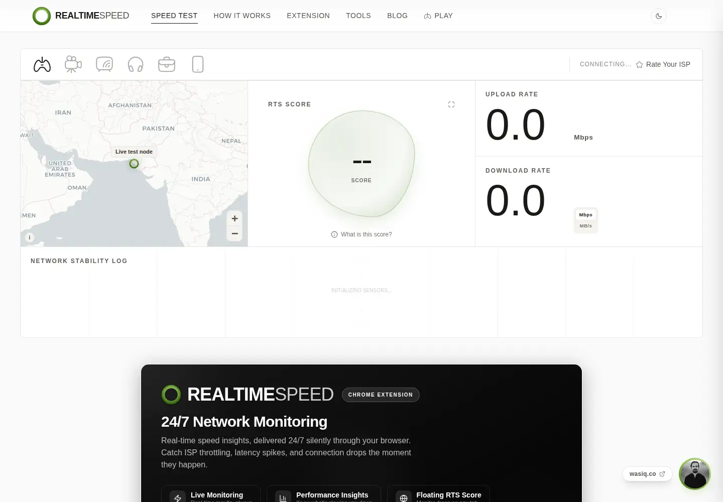 Captured homepage of realtimespeed.com in the current scan
