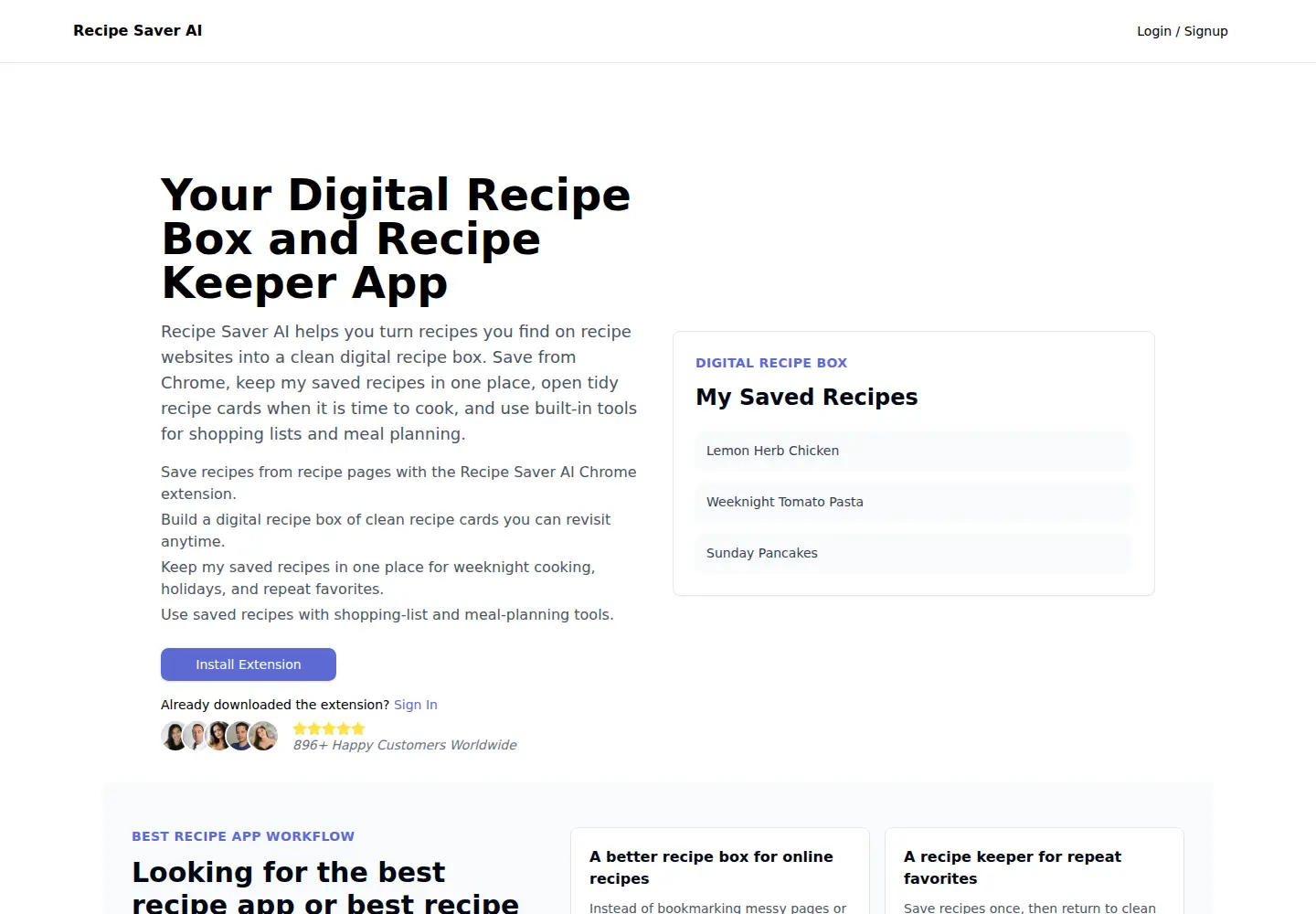 Screenshot of recipesaverai.com