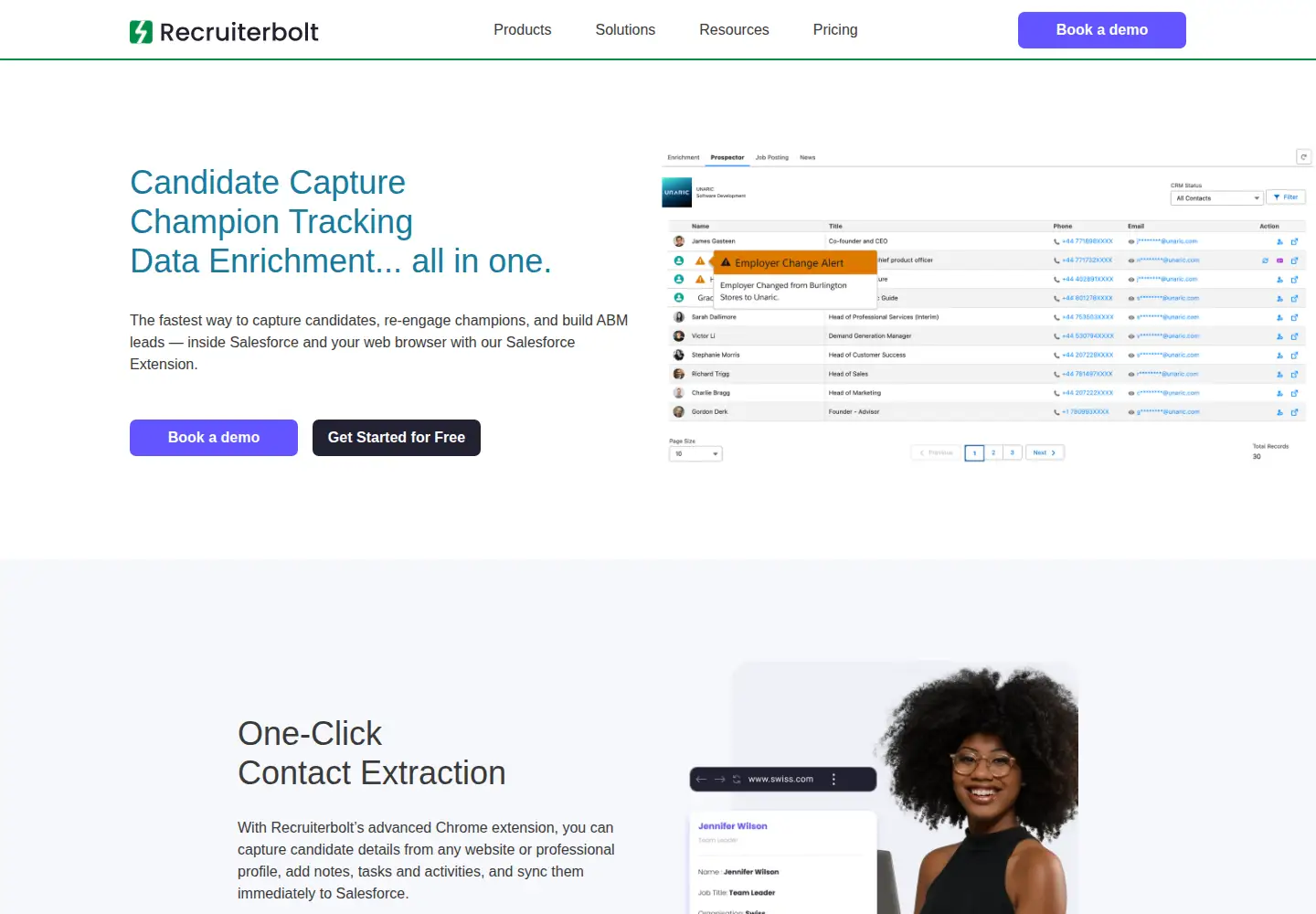 Screenshot of recruiterbolt.com