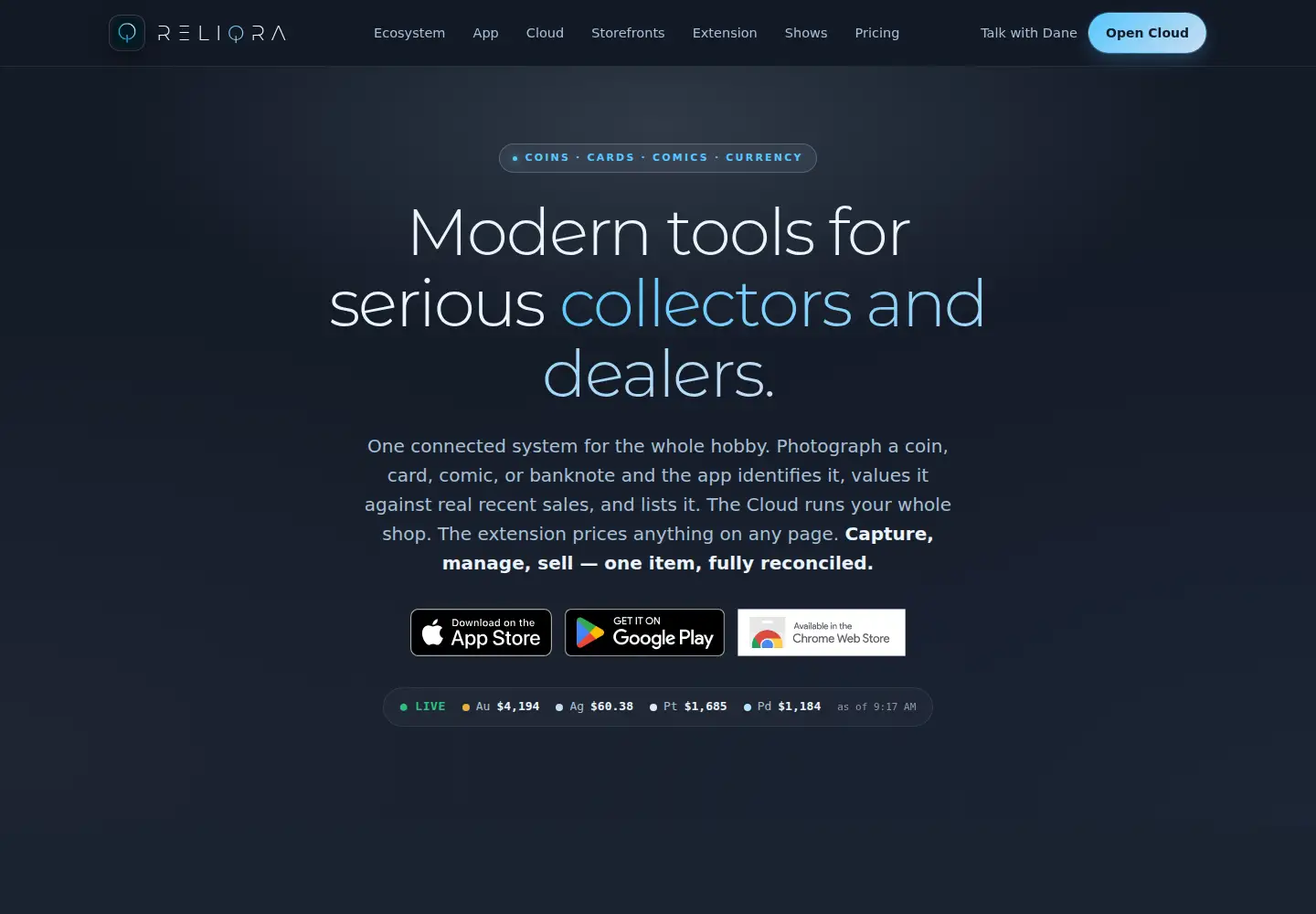 Captured homepage of reliqra.com in the current scan