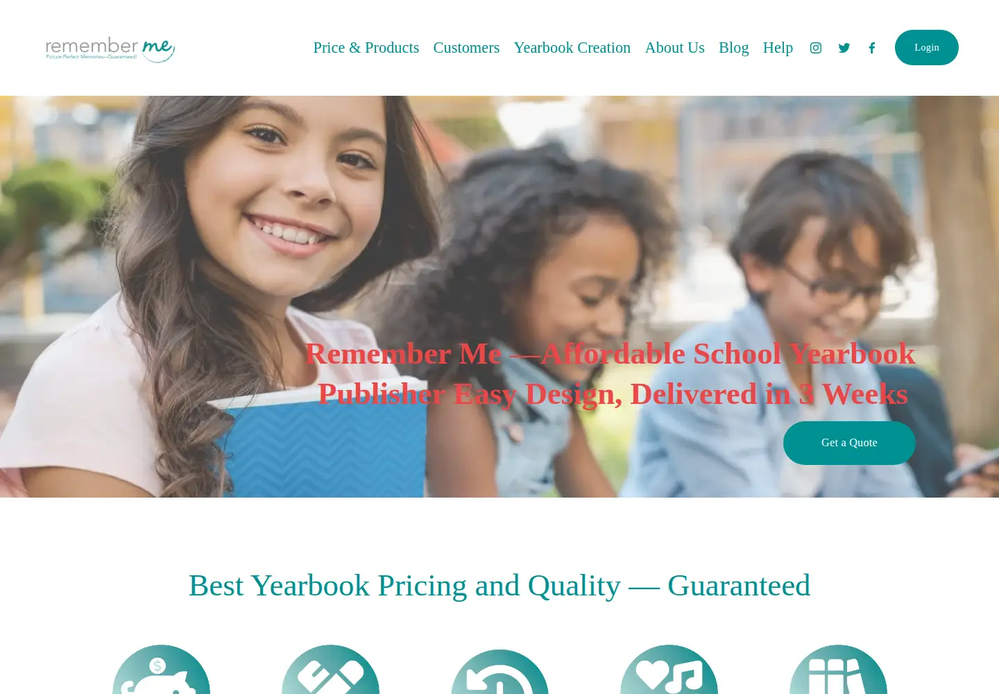 Screenshot of remembermeyearbooks.com